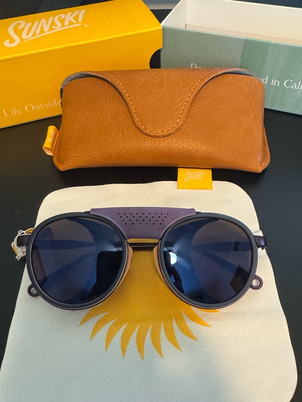 Sunski Women's Round Purple Frame Sunglasses with Blue Lenses